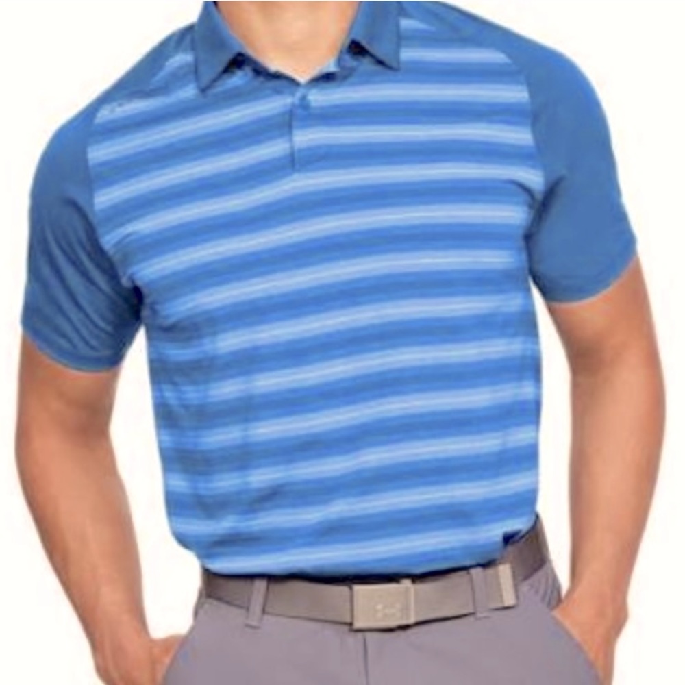 Blue Under Armour Mens Threadborne Boundless Polo